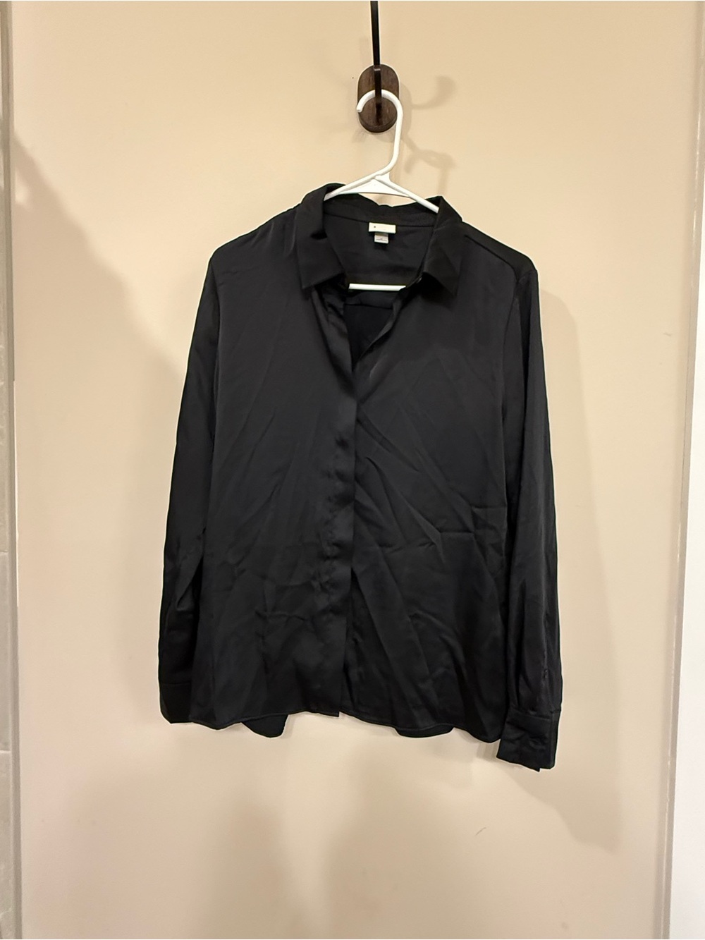 a new day Black Satin-Look Button Down Shirt